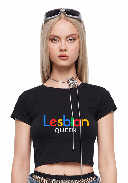 Lesbian Queen Pride Y2K Baby Tee Cherrykitten