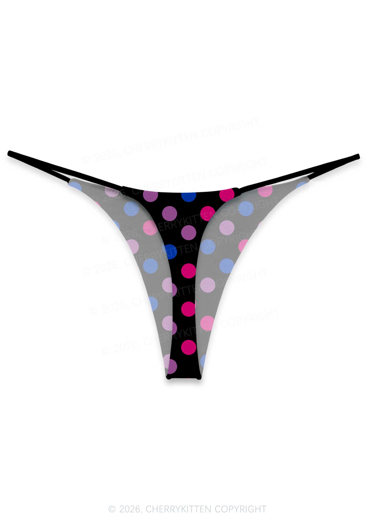 Bisexual Dots On Black Pride Y2K Print Bikini String Thong Cherrykitten