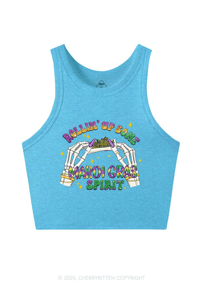 Rollin Up Mardi Gras Spirit Y2K Crop Tank Top Cherrykitten