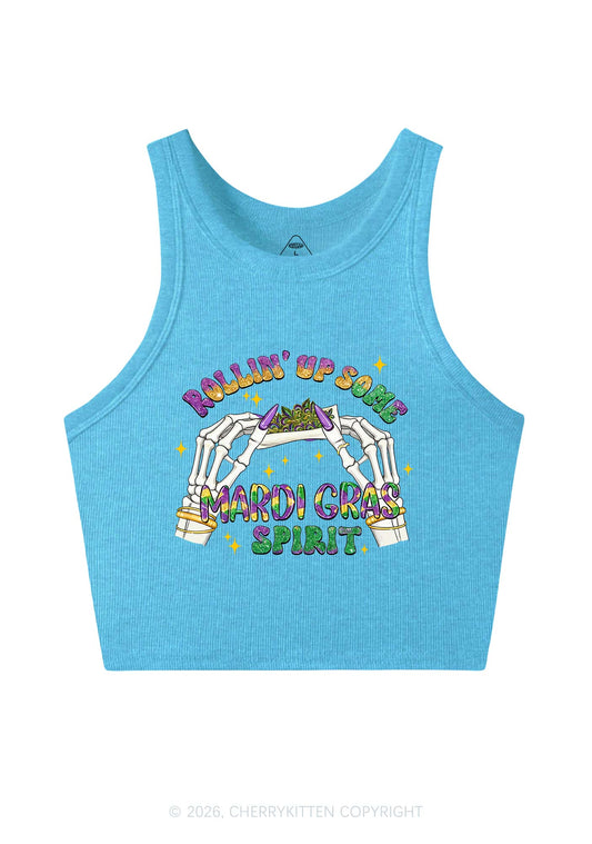Rollin Up Mardi Gras Spirit Y2K Crop Tank Top Cherrykitten
