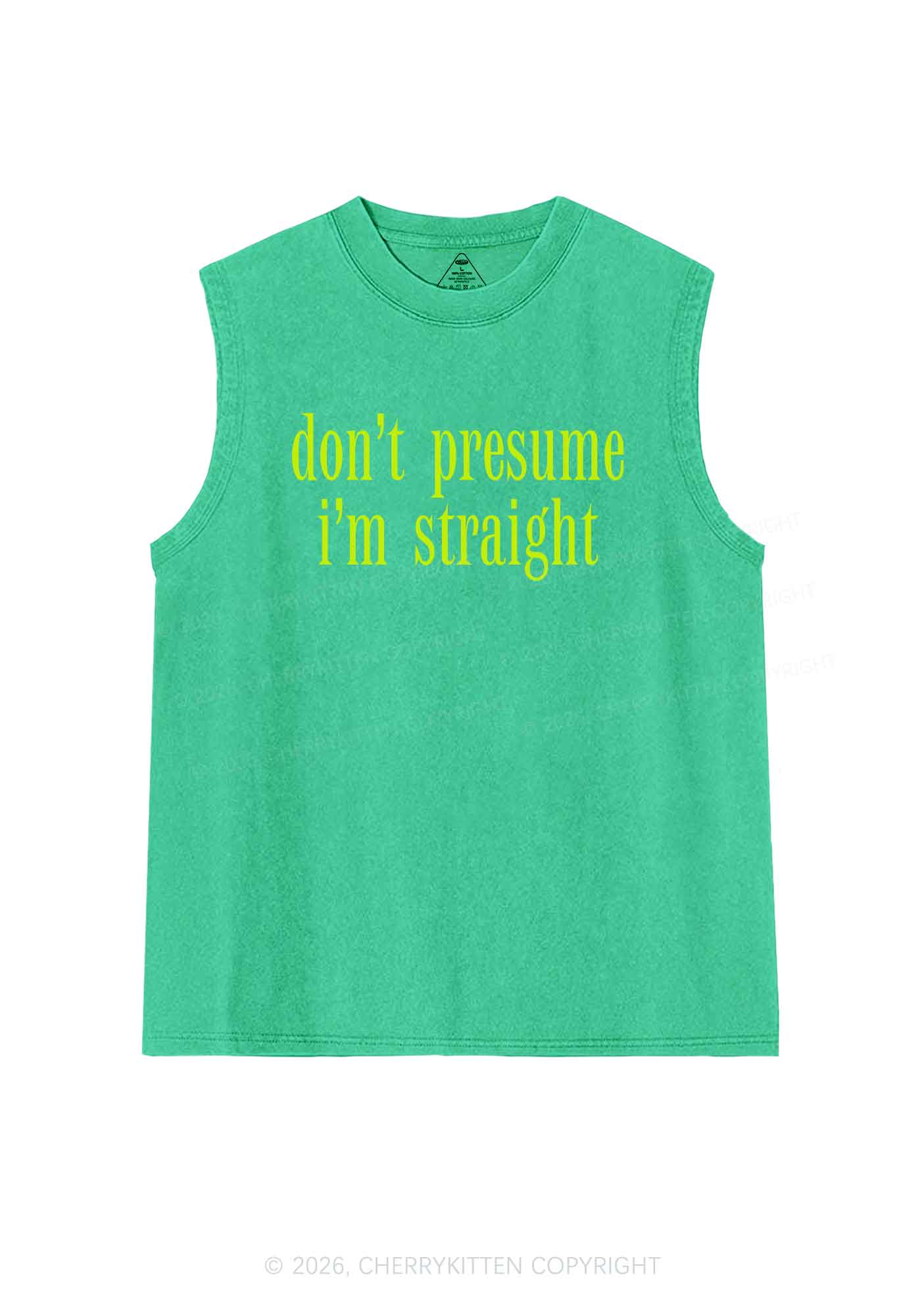 Dont Presume Im Straight Pride Y2K Washed Muscle Tank Cherrykitten