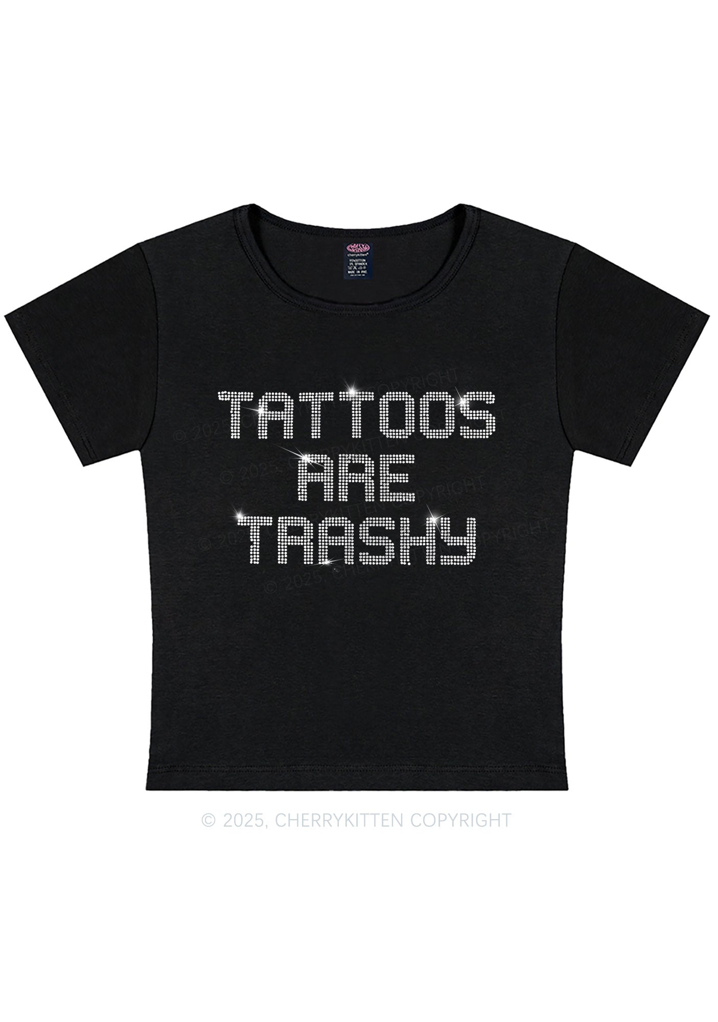 Rhinestone Tattoos Are Trashy Y2K Baby Tee Cherrykitten