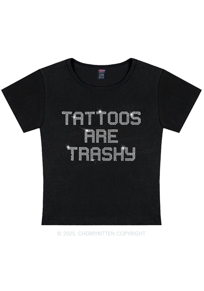 Rhinestone Tattoos Are Trashy Y2K Baby Tee Cherrykitten