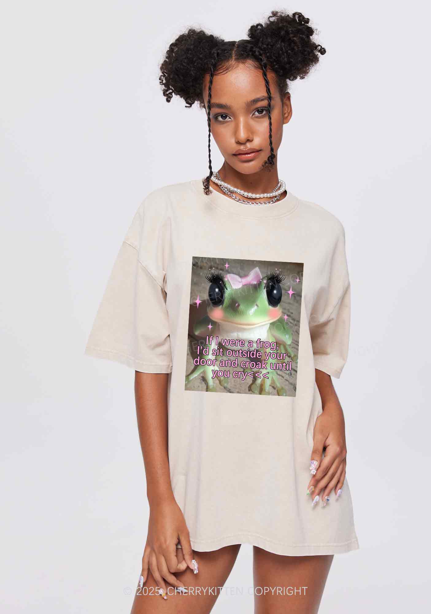 If I Were Frog Y2K Shirts Washed Tee Cherrykitten