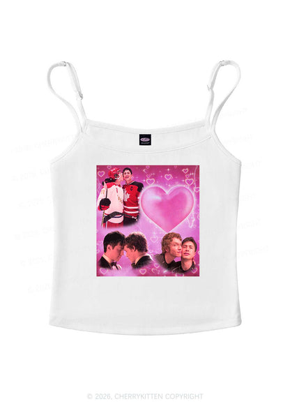 Pink Heart Portrait HR Y2K Spaghetti Strap Cami Cherrykitten