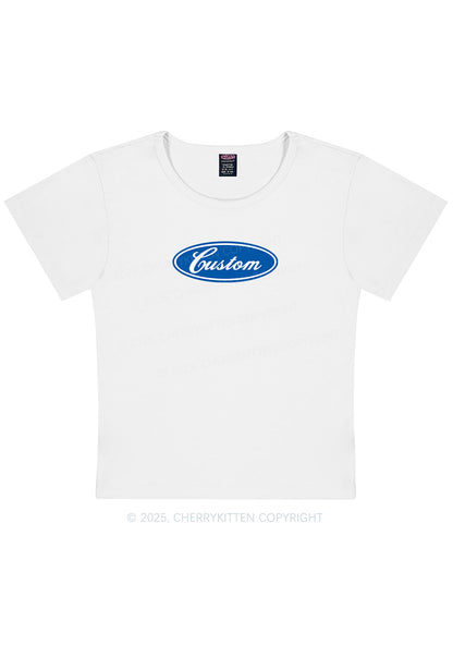 Oval Custom Text Y2K Baby Tee Cherrykitten