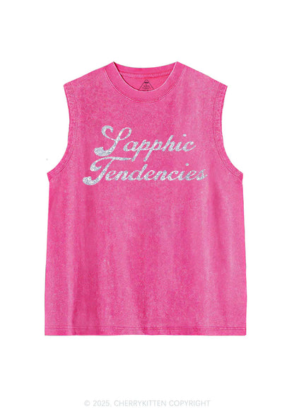Glitter Sapphic Tendencies Pride Y2K Washed Muscle Tank Cherrykitten