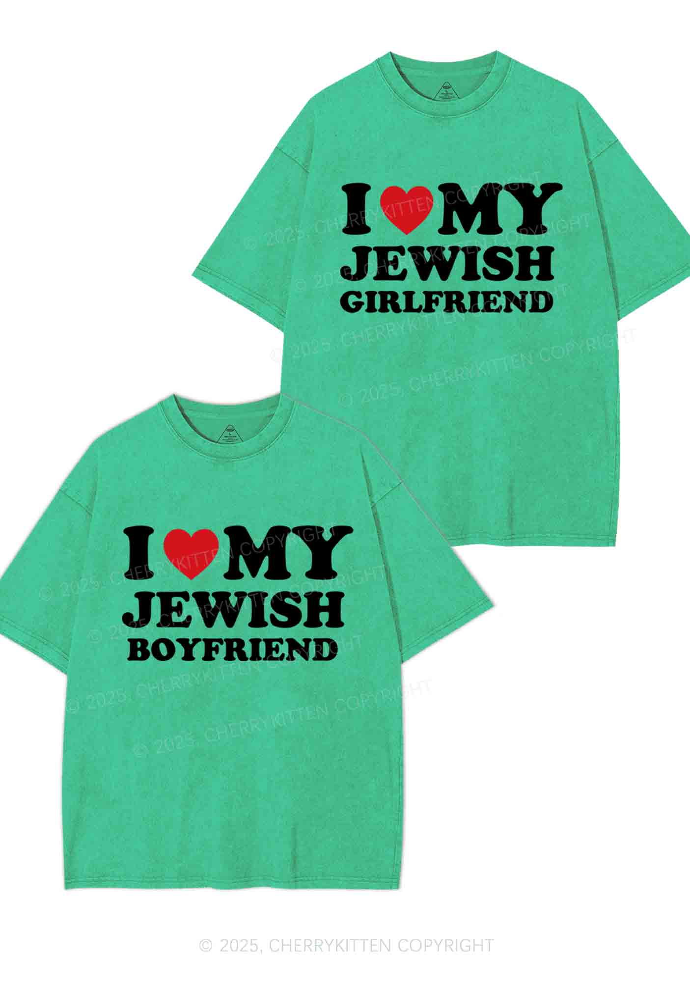 Custom I Love My Jewish GF BF Y2K Valentine's Day Washed Tee Cherrykitten