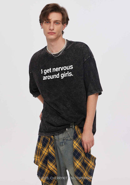 Get Nervous Around Girls Y2K Shirts Washed Tee Cherrykitten