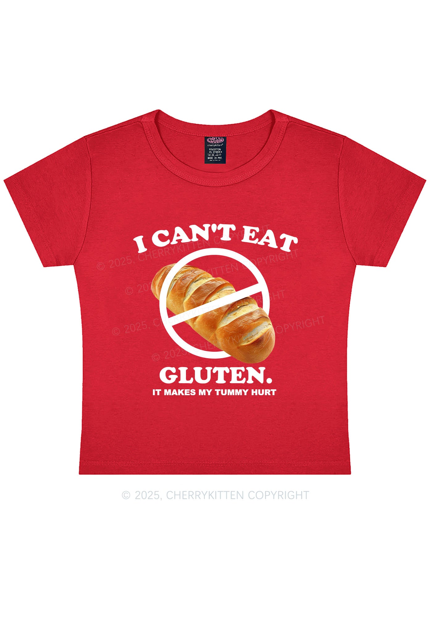 I Cant Eat Gluten Y2K Baby Tee Cherrykitten