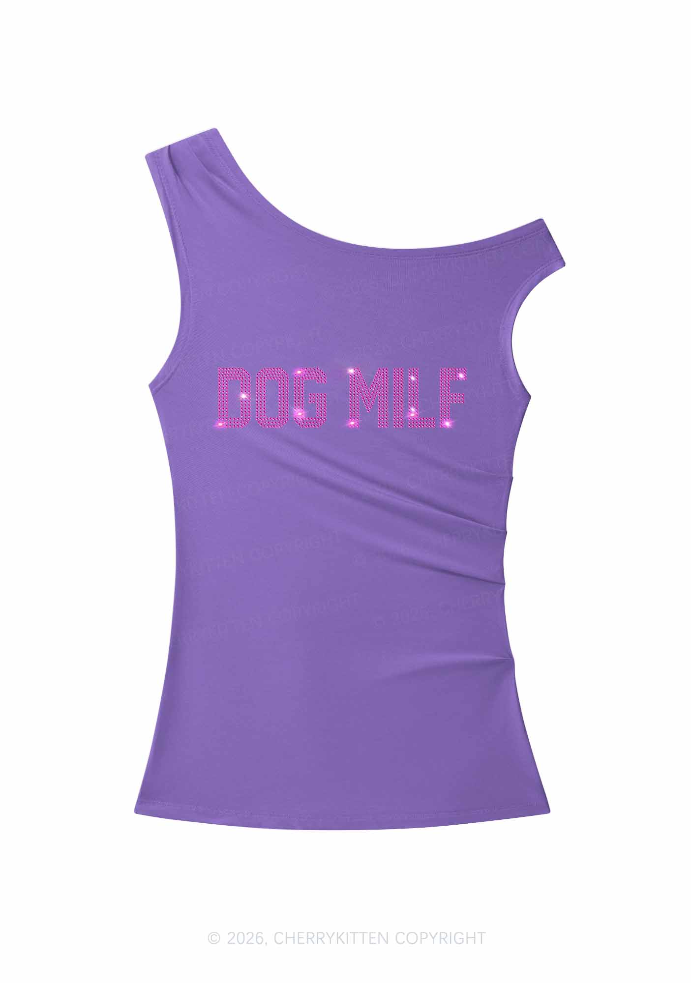 Rhinestone Dog Mxxf Y2K Off Shoulder Tank Top Cherrykitten