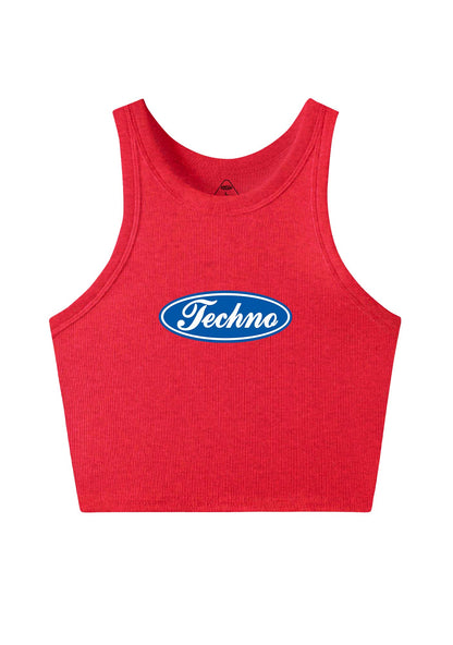 Oval Techno Y2K Crop Tank Top Cherrykitten