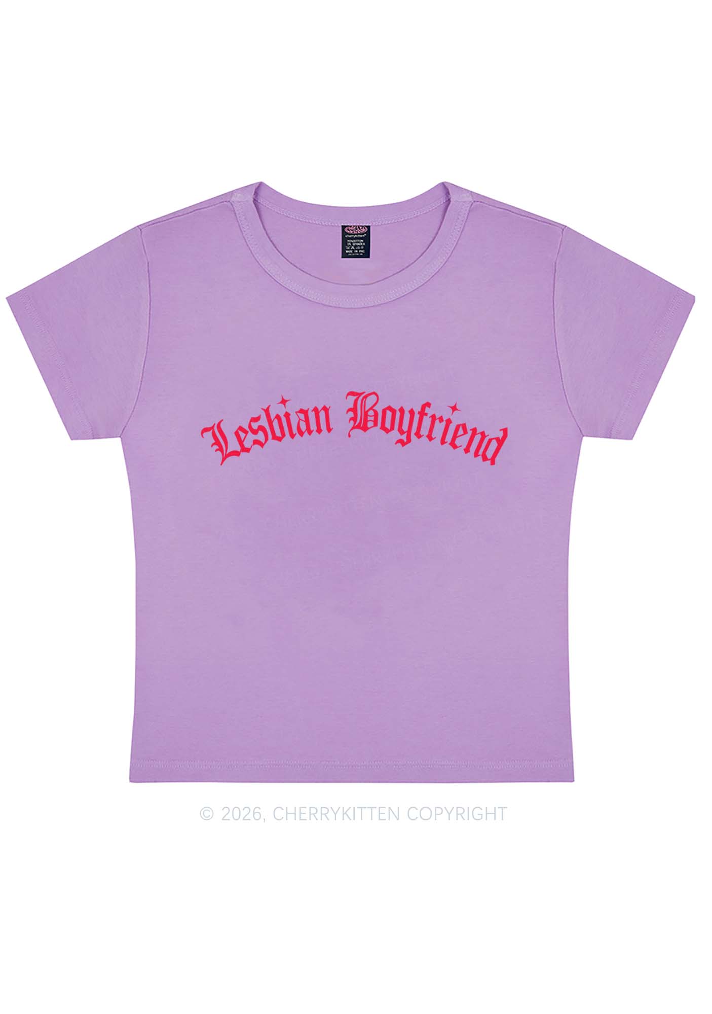 Lesbian Boyfriend Pride Y2K Baby Tee Cherrykitten