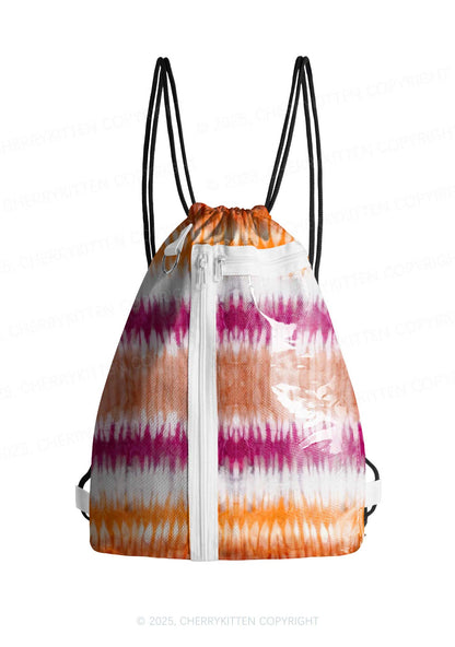 Lesbian Tie Dye Pride Y2K Drawstring Itabag Backpack Cherrykitten