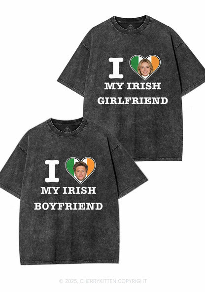 Custom My Irish BF GF Y2K Valentine's Day Washed Tee Cherrykitten
