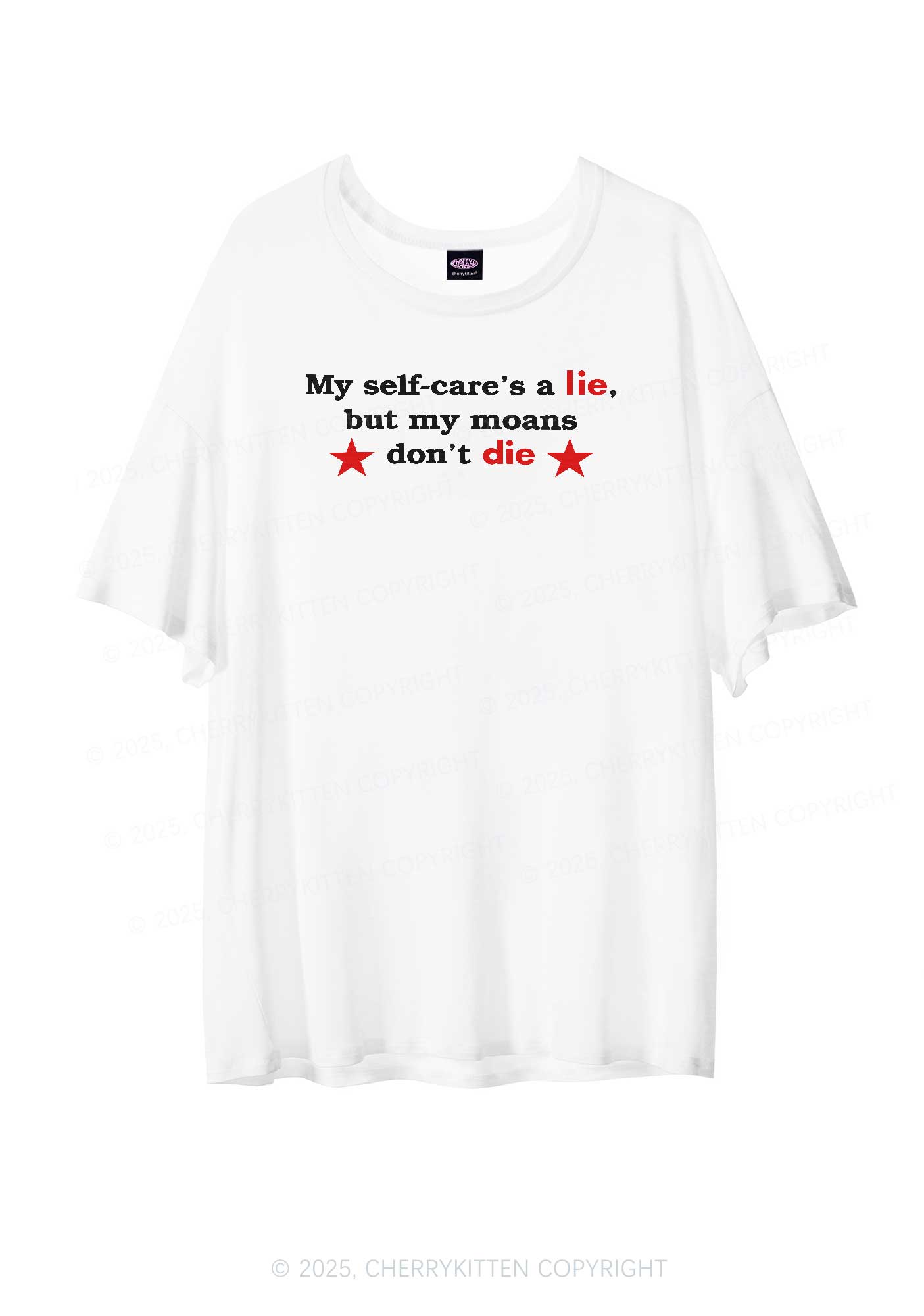 My Moans Dont Die Y2K Sheer Boyfriend Tee Cherrykitten