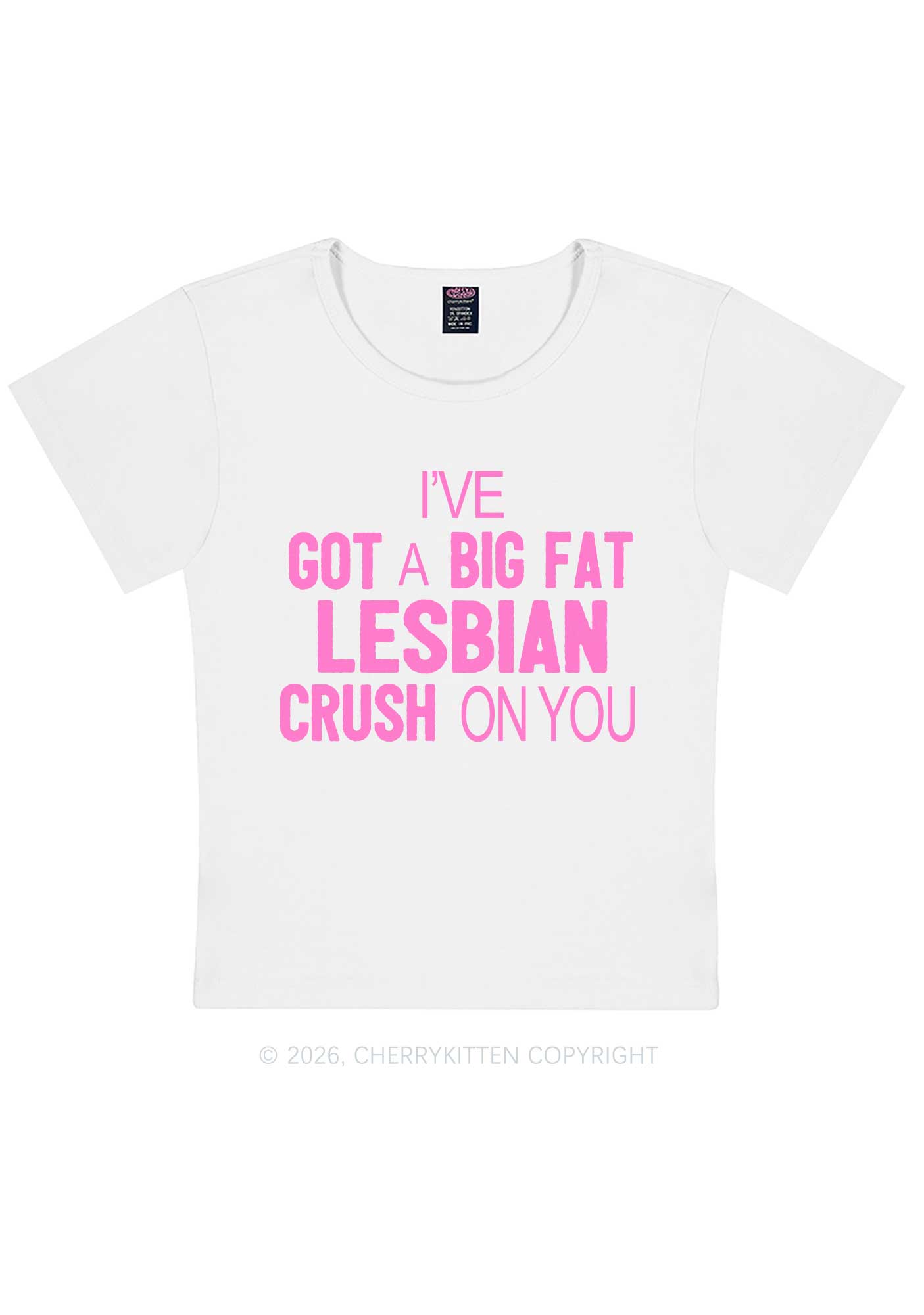 Big Fat Lesbian Crush Pride Y2K Baby Tee Cherrykitten