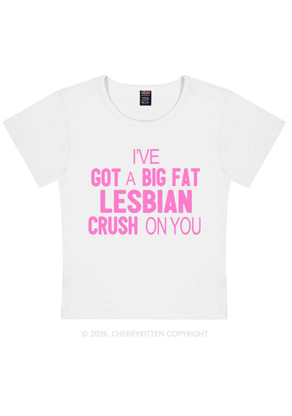 Big Fat Lesbian Crush Pride Y2K Baby Tee Cherrykitten