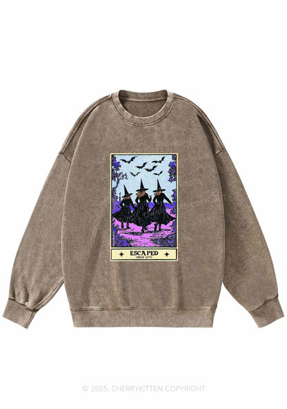 Halloween Escaped Witch Y2K Washed Sweatshirts Cherrykitten