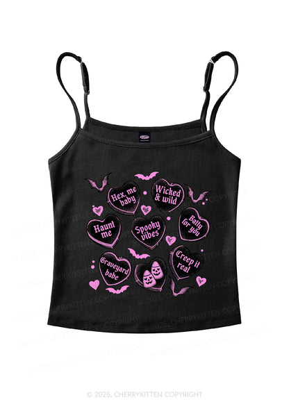 Spooky Candy Heart Valentine's Day Y2K Spaghetti Strap Cami Cherrykitten