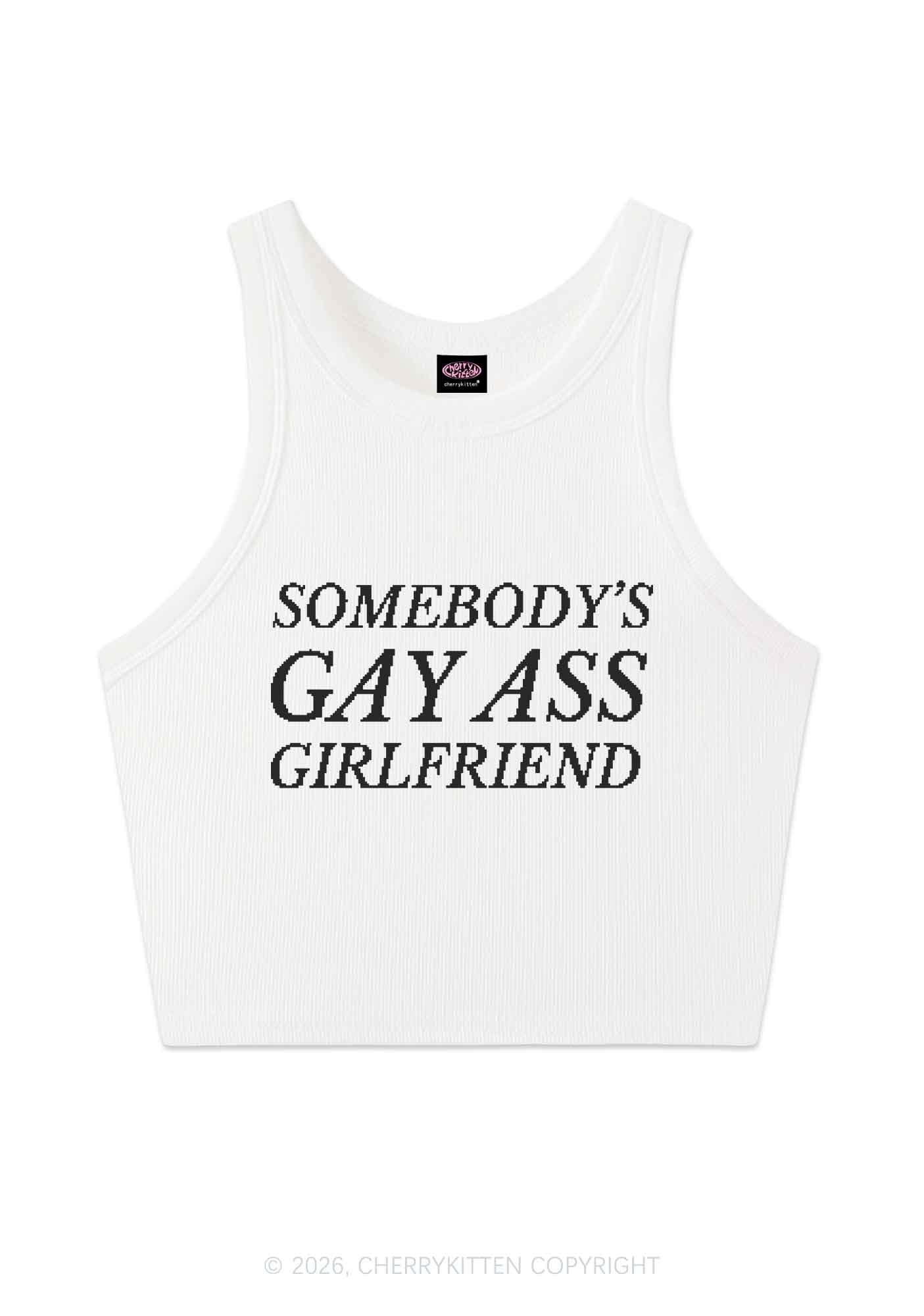 Somebodys Gay Axx Girlfriend Pride Y2K Crop Tank Top Cherrykitten