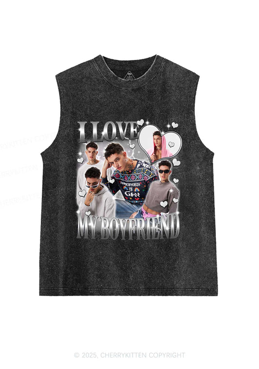 Custom Sparkly Heart I Love BF GF Y2K Washed Muscle Tank Cherrykitten