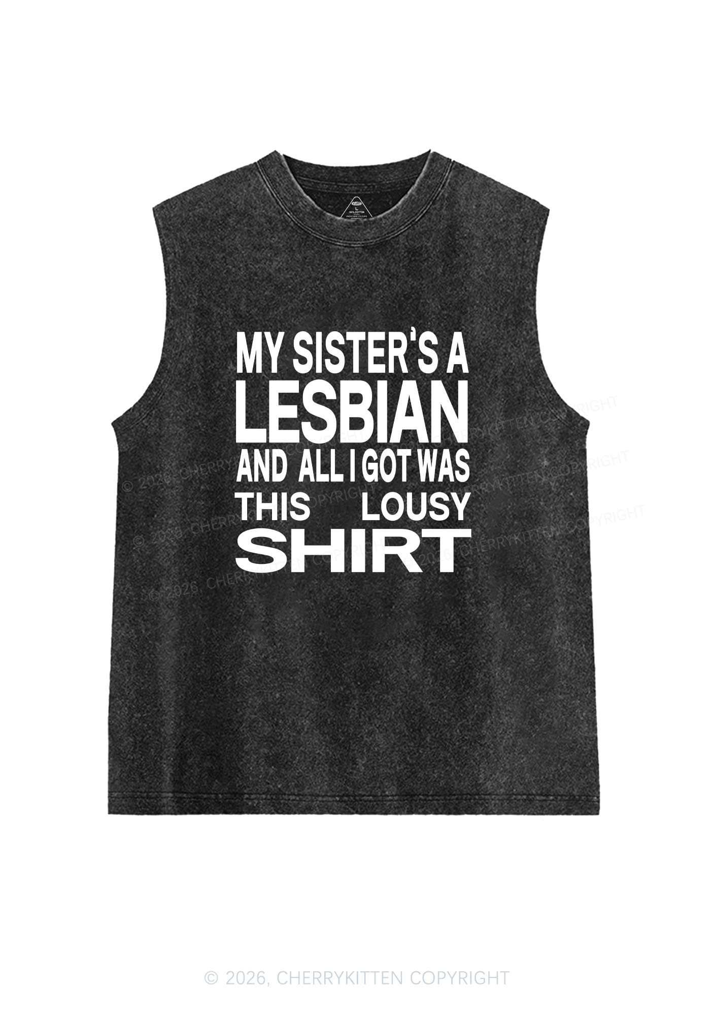 My Sisters A Lesbian Pride Y2K Washed Muscle Tank Cherrykitten