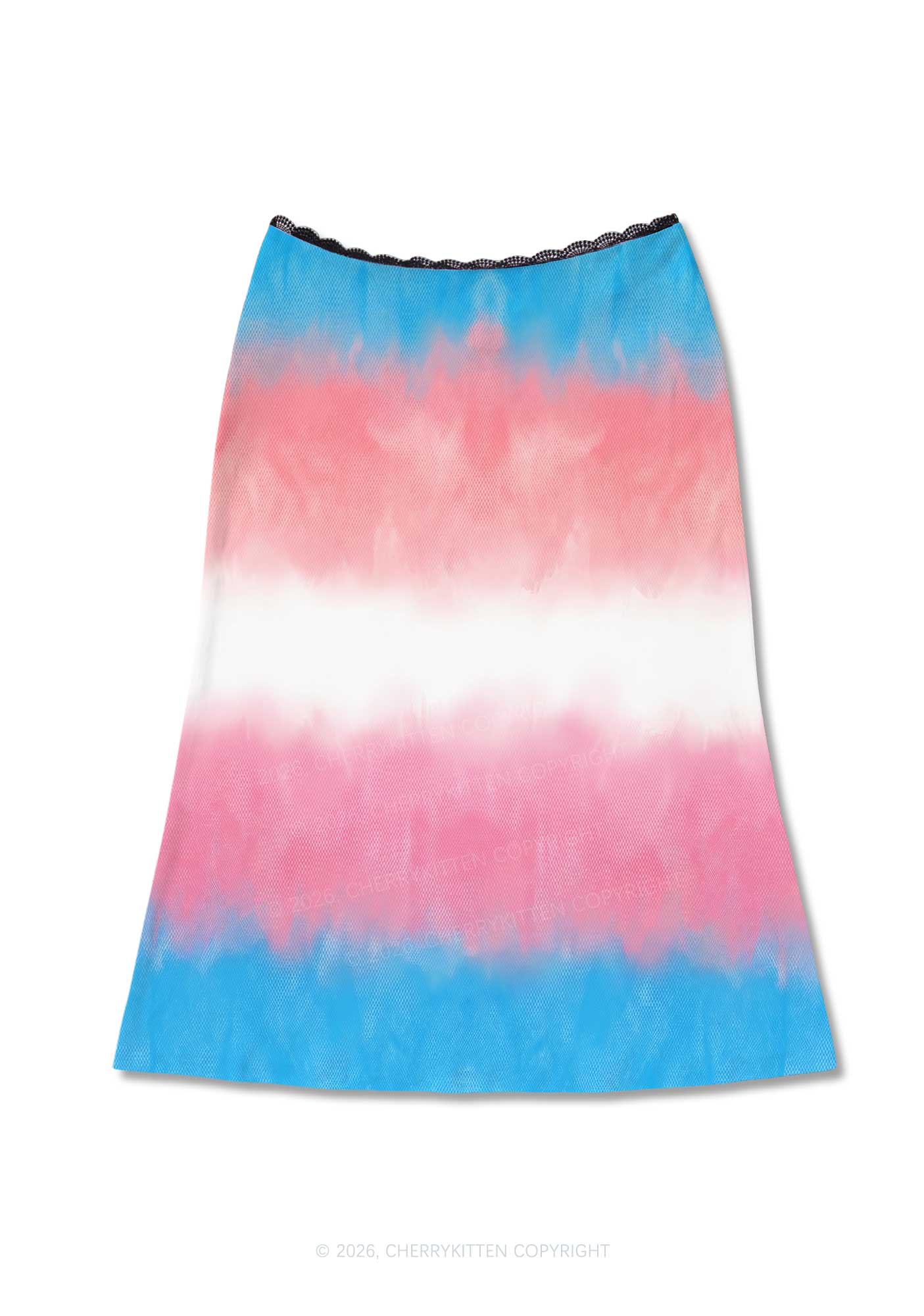 Trans Flag Pride Y2K Print Midi Skirt Cherrykitten