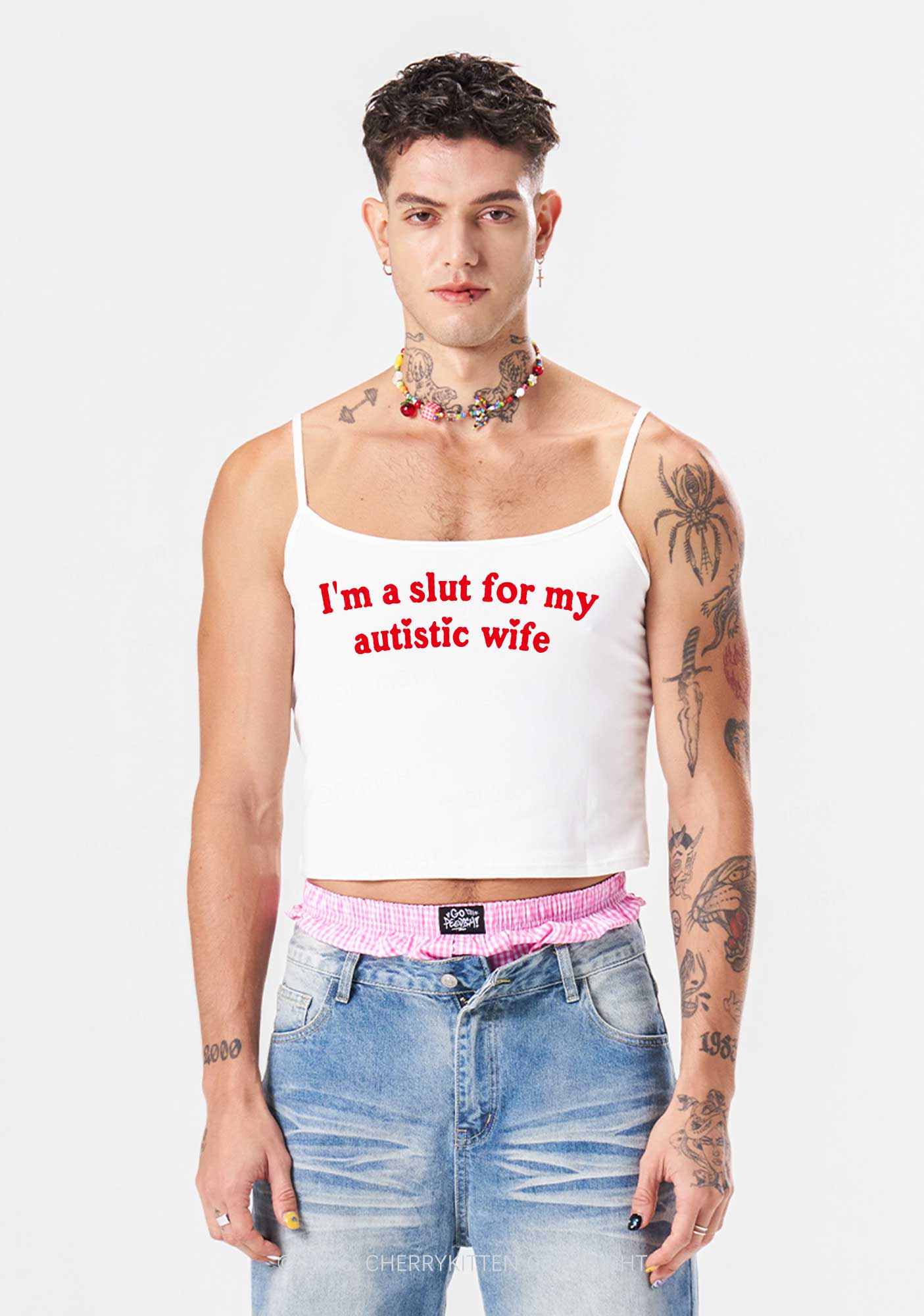 Slxt For My Autistic Wife Y2K Spaghetti Strap Cami Cherrykitten