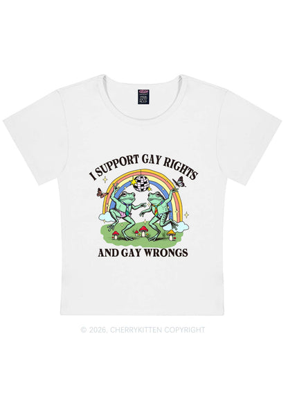 I Support Gay Rights Disco Frogs Y2K Baby Tee Cherrykitten