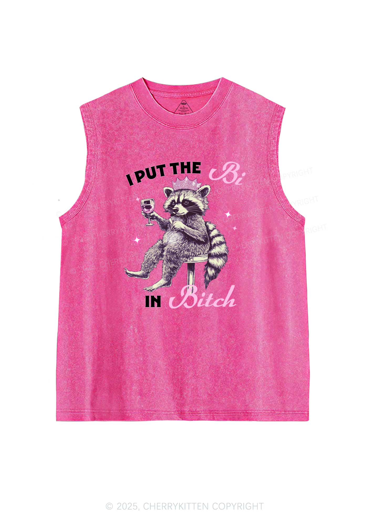 Bi Bxxch Raccoon Pride Y2K Washed Muscle Tank Cherrykitten