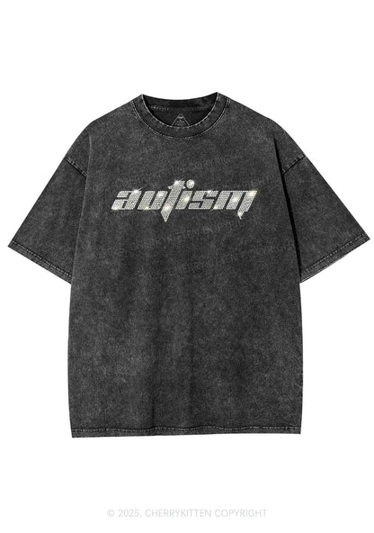 Rhinestone Autism Y2K Shirts Washed Tee Cherrykitten