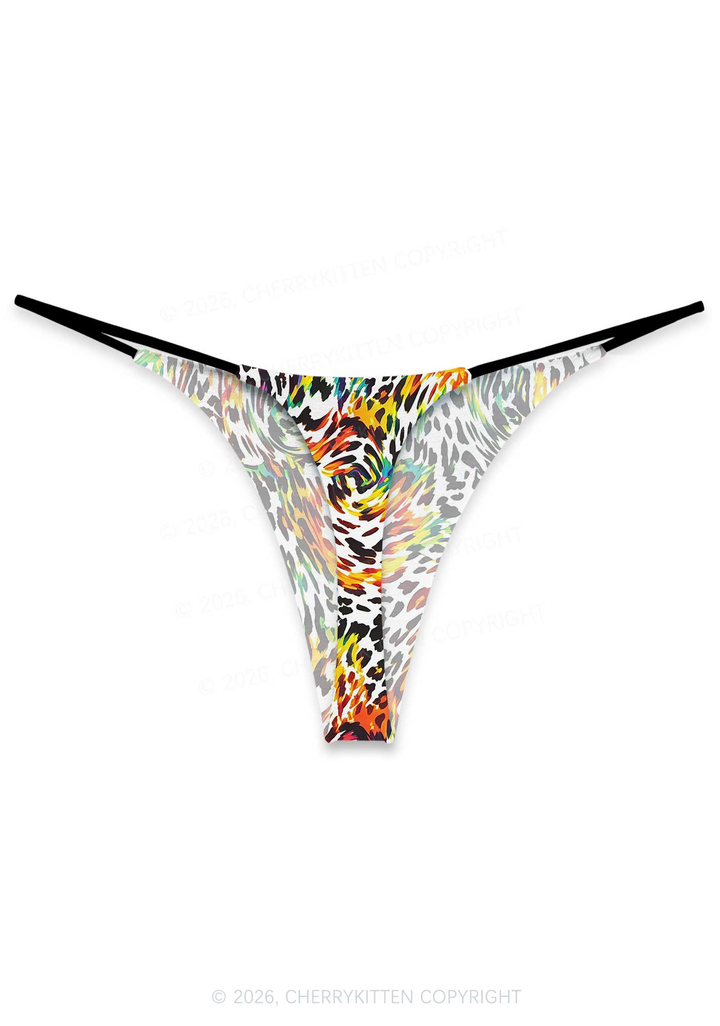 Rainbow Leopard Pride Y2K Print Bikini String Thong Cherrykitten