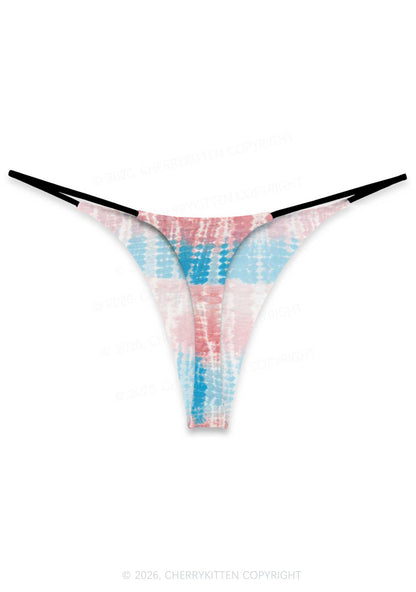 Tie Dye Trans Pride Y2K Print Bikini String Thong Cherrykitten