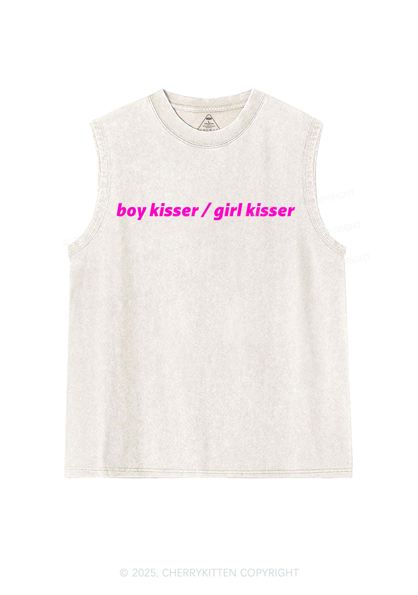 Boy Kisser Girl Kisser Pride Y2K Washed Muscle Tank Cherrykitten