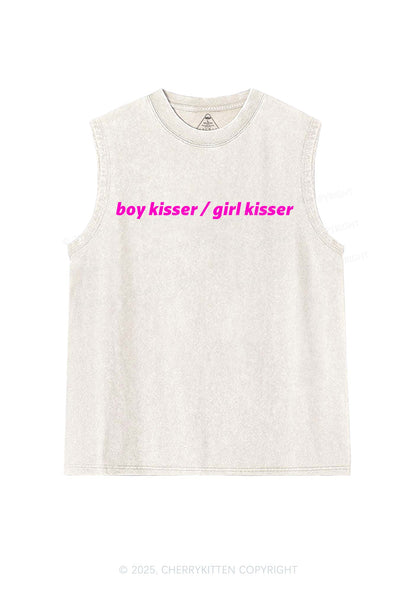 Boy Kisser Girl Kisser Pride Y2K Washed Muscle Tank Cherrykitten