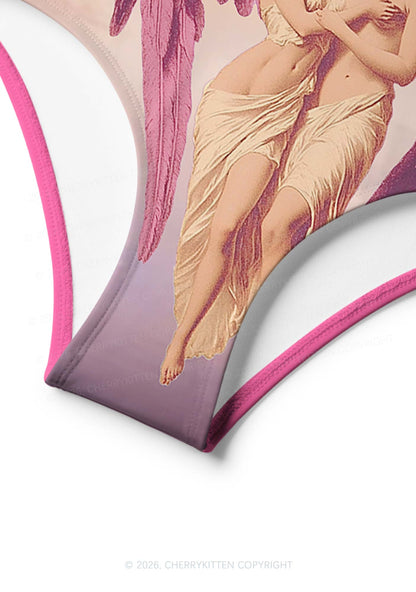 Angel Lesbians Pride Y2K Print Bikini Set Cherrykitten