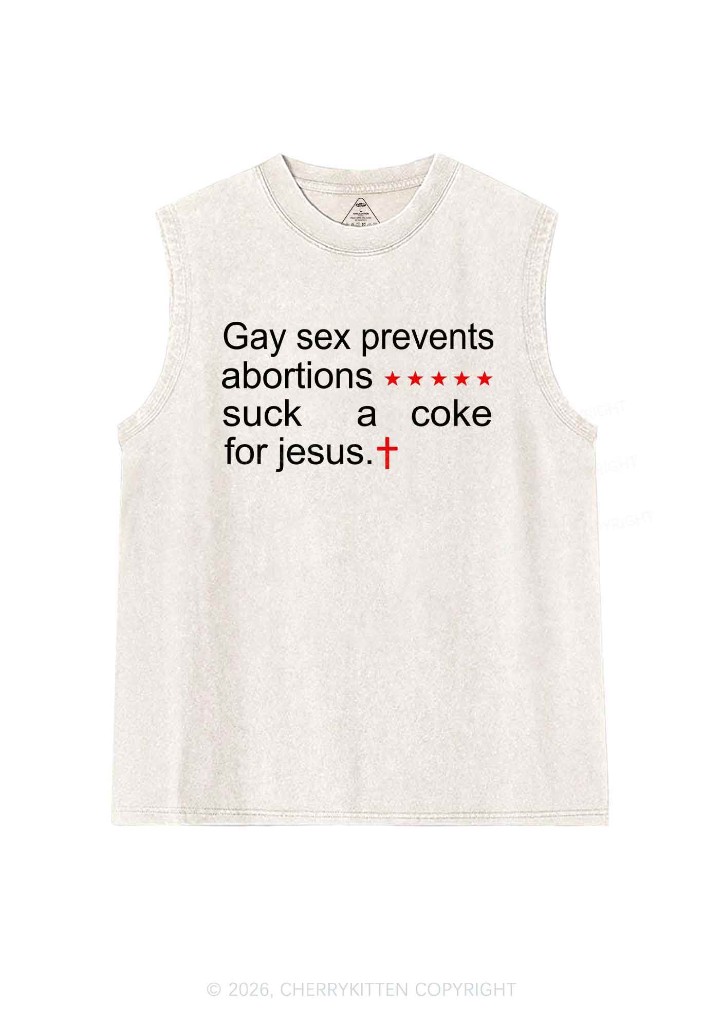 Suck A Coke For Jesus Pride Y2K Washed Muscle Tank Cherrykitten