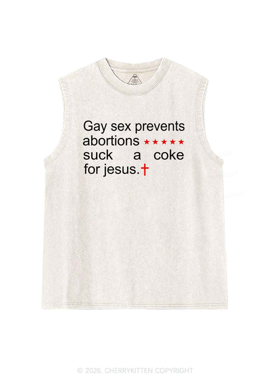Suck A Coke For Jesus Pride Y2K Washed Muscle Tank Cherrykitten