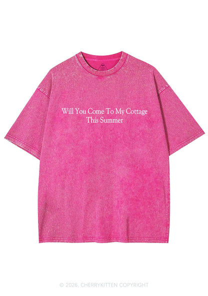Will You Come To My Cottage HR Y2K Shirts Washed Tee Cherrykitten