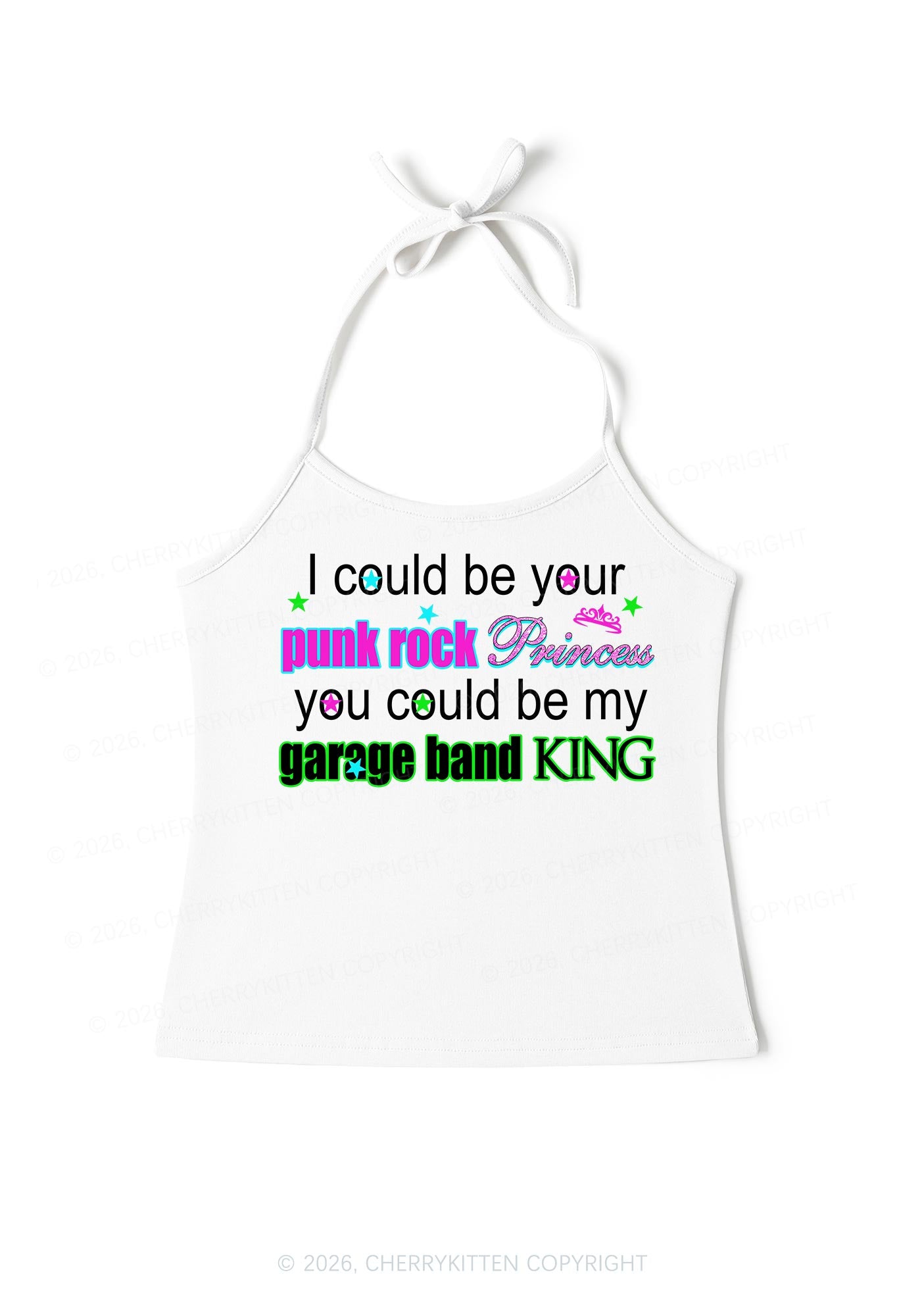 Punk Rock Princess Y2K Halter Neck Cami Cherrykitten