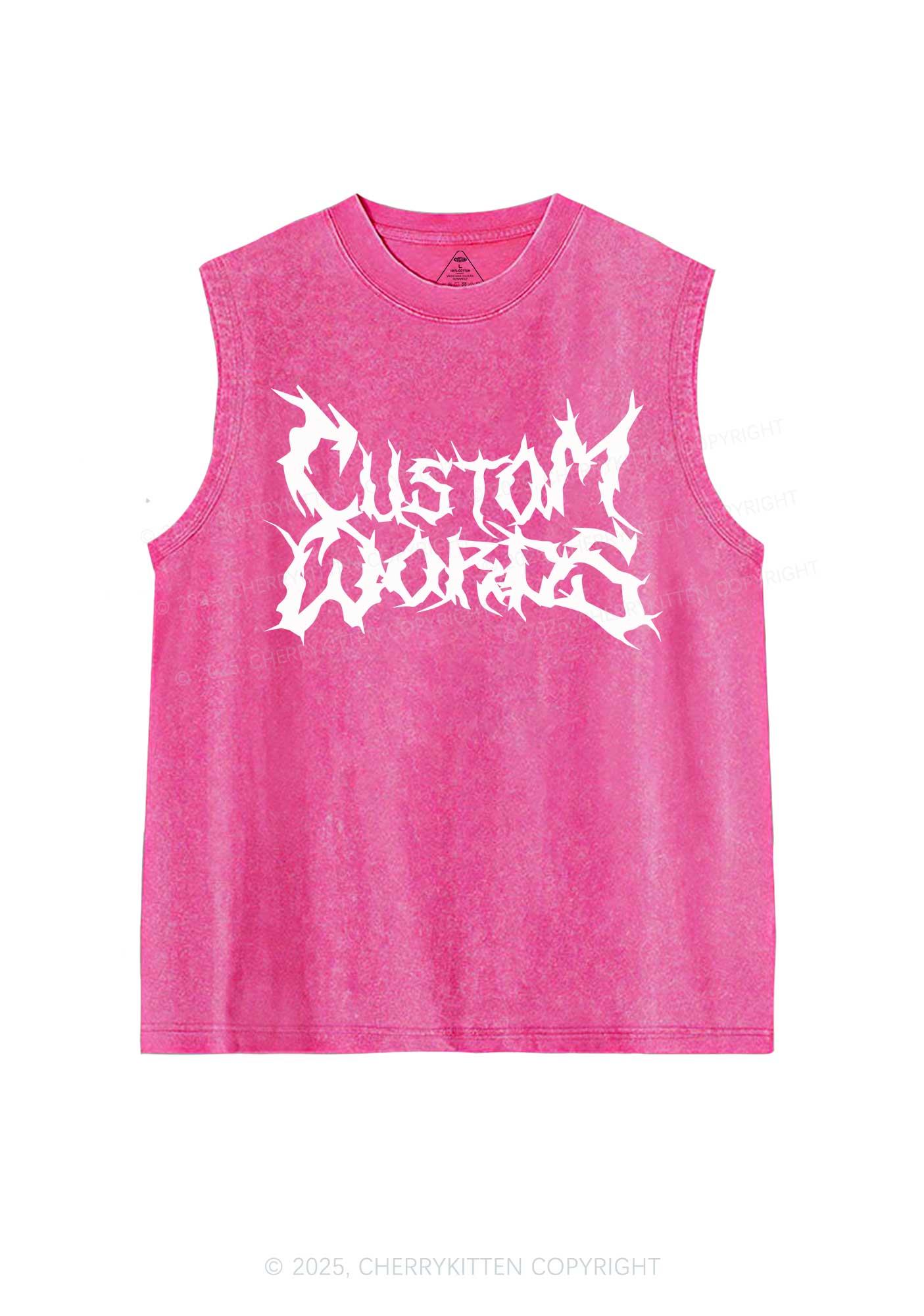 Custom Text Punk Font Y2K Washed Muscle Tank Cherrykitten