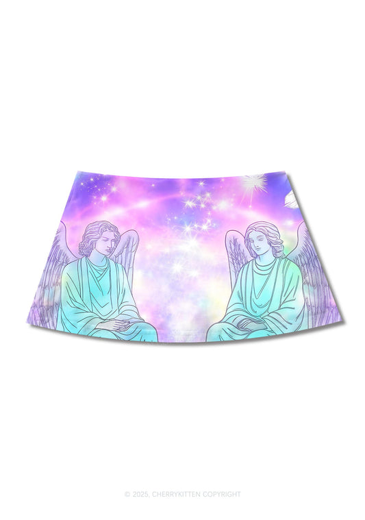 Angel Wings Y2K Print Mini Skirt Cherrykitten