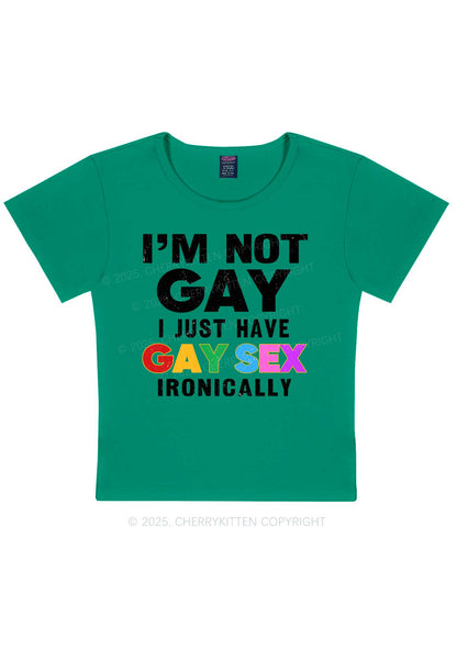 Gay Sx Ironically Pride Y2K Baby Tee Cherrykitten