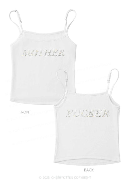Rhinestone Motherfxcker Two Sides Y2K Spaghetti Strap Cami Cherrykitten