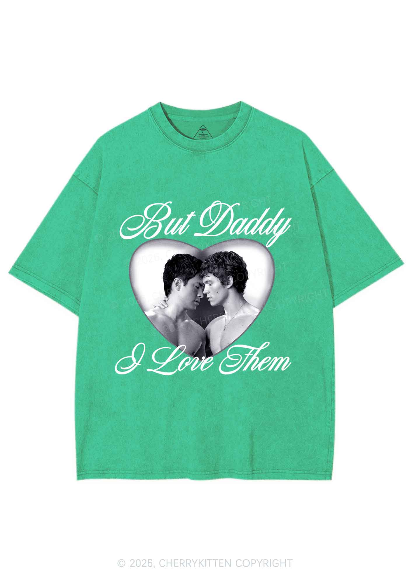 Retro But Daddy I Love Them HR Y2K Shirts Washed Tee Cherrykitten