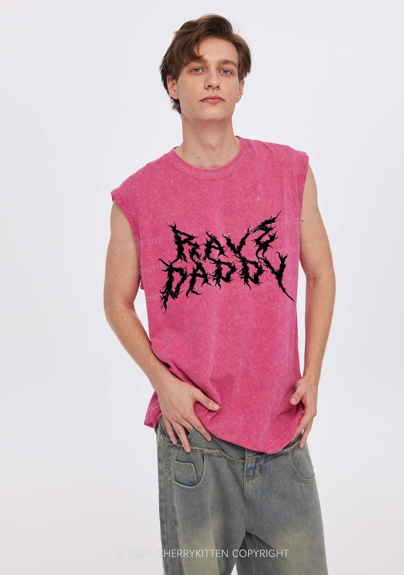 Rave Daddy Y2K Washed Muscle Tank Cherrykitten