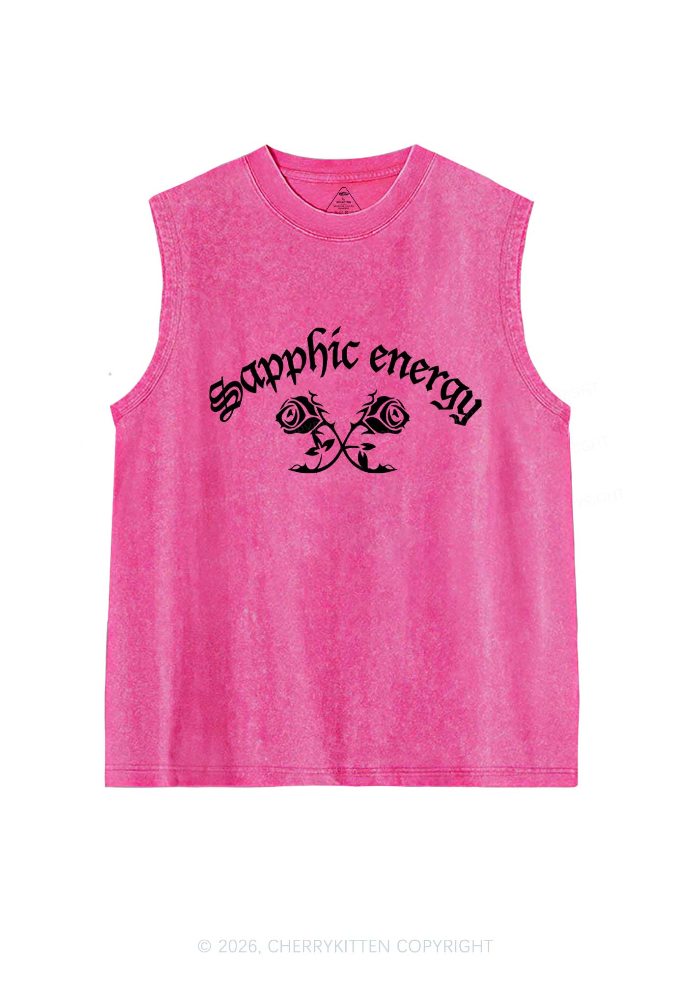 Sapphic Energy Pride Y2K Washed Muscle Tank Cherrykitten