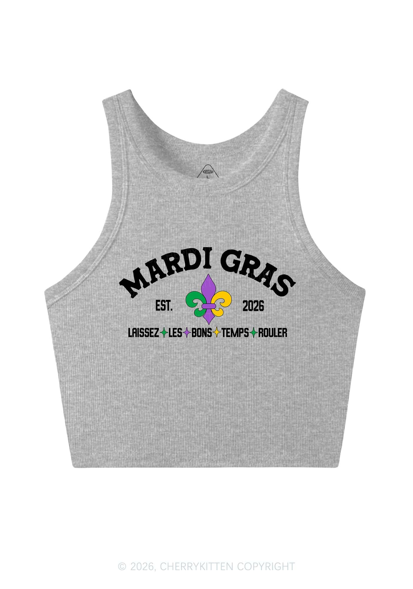 Mardi Gras Laissez Les Bons Temps Rouler Y2K Crop Tank Top Cherrykitten