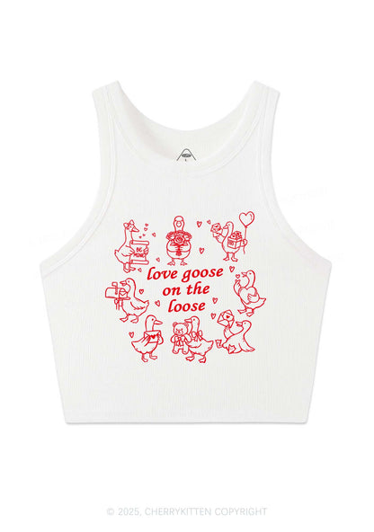 Love Goose On The Loose Valentine's Day Y2K Crop Tank Top Cherrykitten